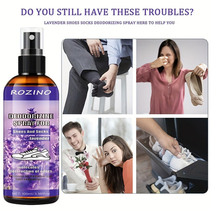 Foot Deodorizer Spray for Feet Socks & Shoes – Lavender Scent, Fast-Drying Odor Control, Glycerin Formula, Allergy-Friendly, 3.38 fl oz, Set of 2