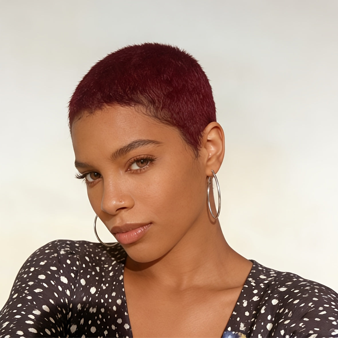 Short Human Hair Pixie Cut Wig 180% Density Glueless Machine Made Breathable Elastic Cap Natural Look 4 Inch Multiple Colors 1B 99J 30 27 for Women Daily Wear Hair Loss