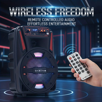 1000W Portable Party Speaker with 8-Inch Woofer & Wired Microphone, Deep Bass 2.1 Surround Sound, 8-Hour Battery, Bluetooth USB SD FM AUX, Wireless Speaker for DJ Karaoke Home Gatherings Outdoor Events