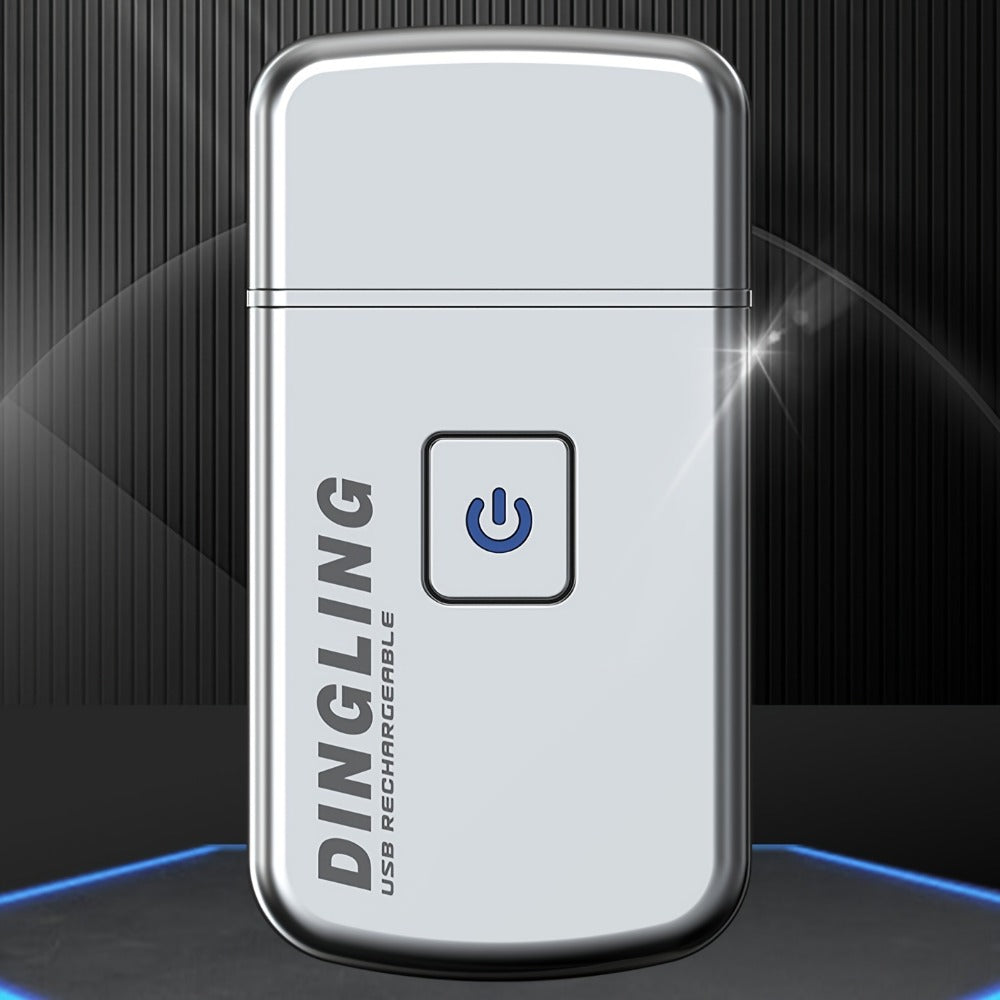 Silver Card-Style Foil Electric Shaver with USB Charging Cable, Cleaning Brush and 3.6-Inch Length