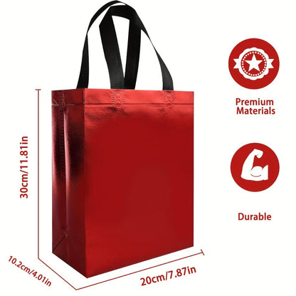 Twenty-Four Glossy Gift Bags in Mixed Colors, Each Measuring 8 by 10 by 4 Inches with Carry Handles