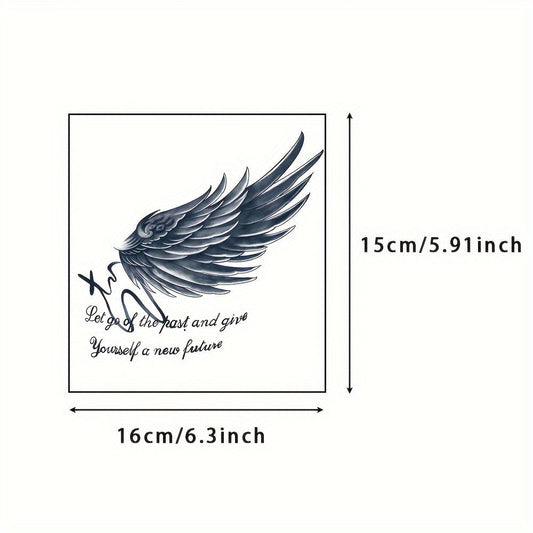 Semi-Permanent Tattoo Stickers 6 Large Sheets Lasts 7-15 Days | Herbal Plant-Based Formula Waterproof Friction-Resistant | Realistic Compass Wings Anchor Body Art | Pain-Free Fake Tattoo for Men Women