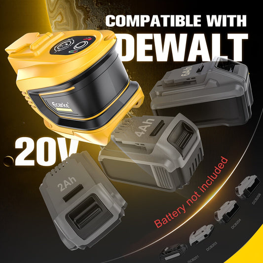 Battery Inverter for Dewalt 20V & 18V - 200W/350W/550W DC to AC 110V, USB, Type-C & AC Outlet, LED Work Light, Portable Power Supply for Camping, Outdoor & Emergency (Bare Tool)