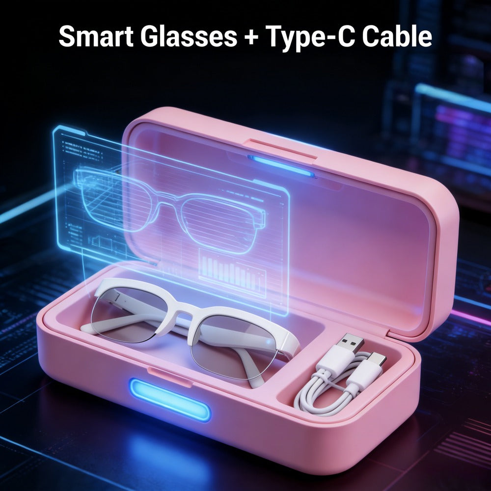 AI Smart Glasses with Real-Time Translation – Open-Ear Audio, Wireless Music, Built-In Mic & Speaker, Bluetooth Wearable Tech for Travel Work Daily Use, Black or White (Single or 2-Pack)