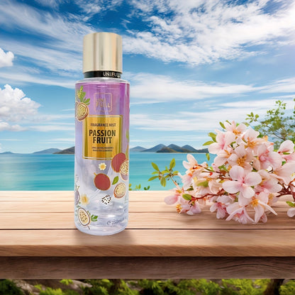 UNIFULL Fragrance Body Mist, 250ml Spray Bottle with Gold-Tone Cap in Twelve Floral and Fruit Scents