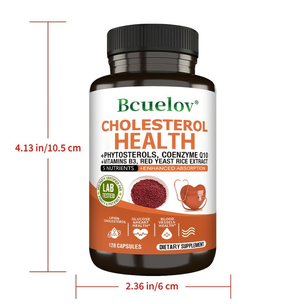 Herbal Supplement with Bcuelov Label, Phytosterols CoQ10 and Red Yeast Rice Capsules, 120 Count