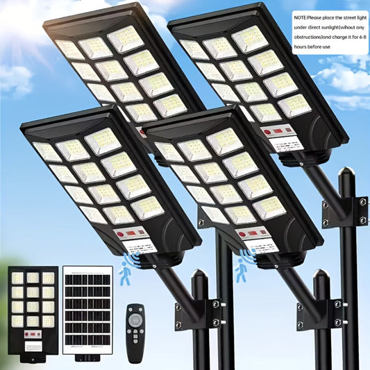 Solar Street Light Outdoor 400 LED – 6500K Waterproof Sensor Flood Light with Remote Control, Dusk to Dawn for Commercial Area, Parking Lot & Night Security Lighting (2 or 4 Pack)