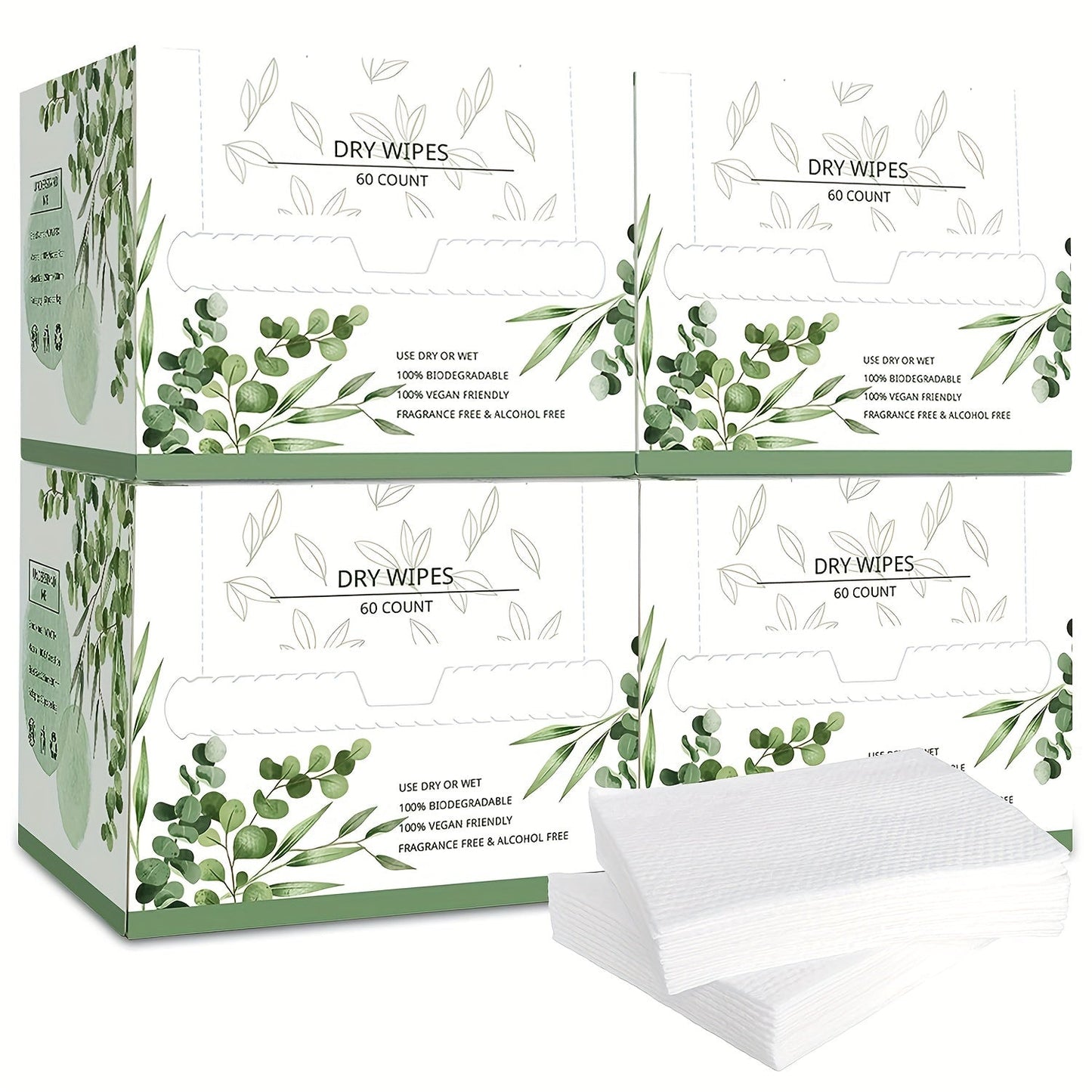 60-Count Large Dry Facial Cleansing Towels in 1-, 2- or 4-Box Options with 10 x 12 Inch Sheets