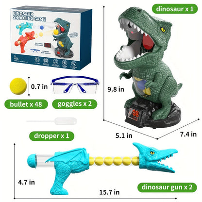Dinosaur Shooting Game Toy with Sound Light & Spray – Movable Dino Target Launcher Set with Foam Bullets & Goggles for Boys Kids Ages 3+, Indoor Outdoor Blaster Birthday Gift