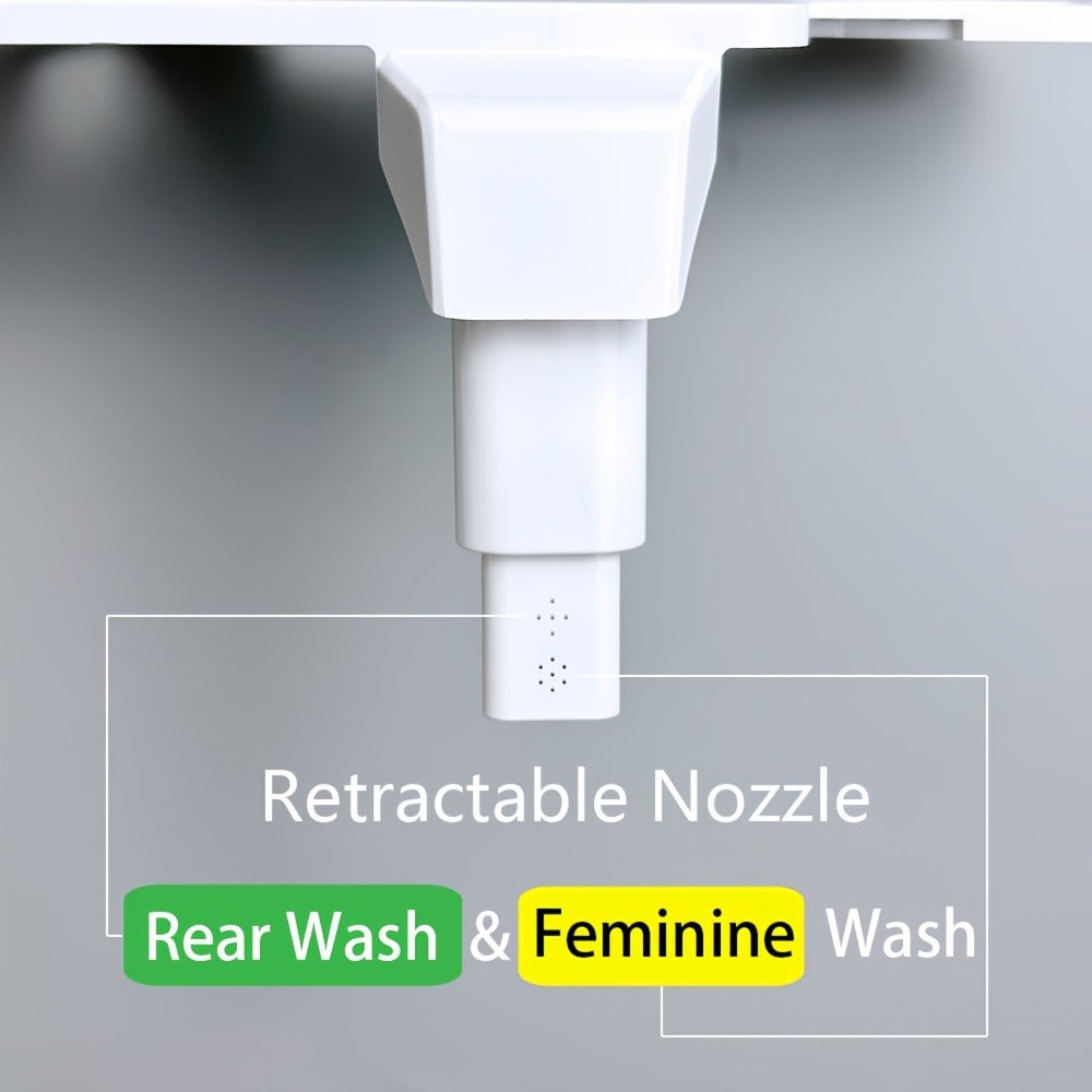 Non-Electric Bidet Toilet Attachment with Rear Wash, Adjustable Pressure and Brass T-Adapter