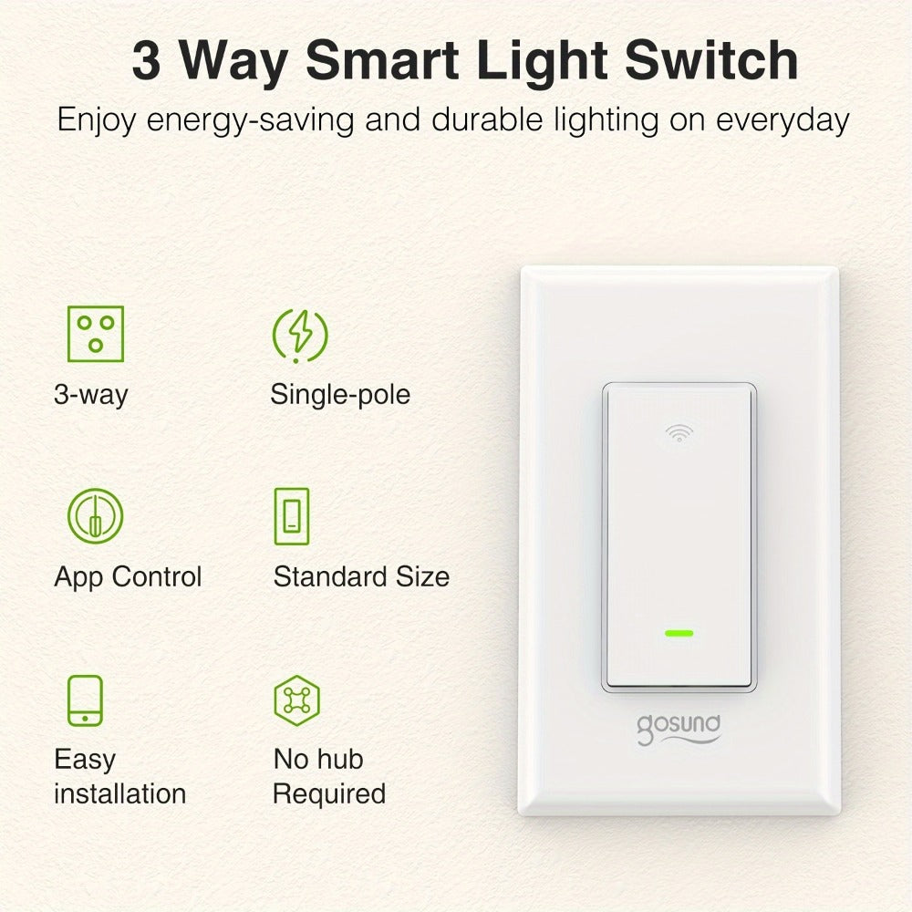 3-Way WiFi Smart Light Switch – Gosund Single-Pole & 3-Way Wall Switch, Works with Alexa & Google Home, Schedule, Timer, Voice & App Control, No Hub, Neutral Wire Required, FCC Certified (1/2/4 Pack)