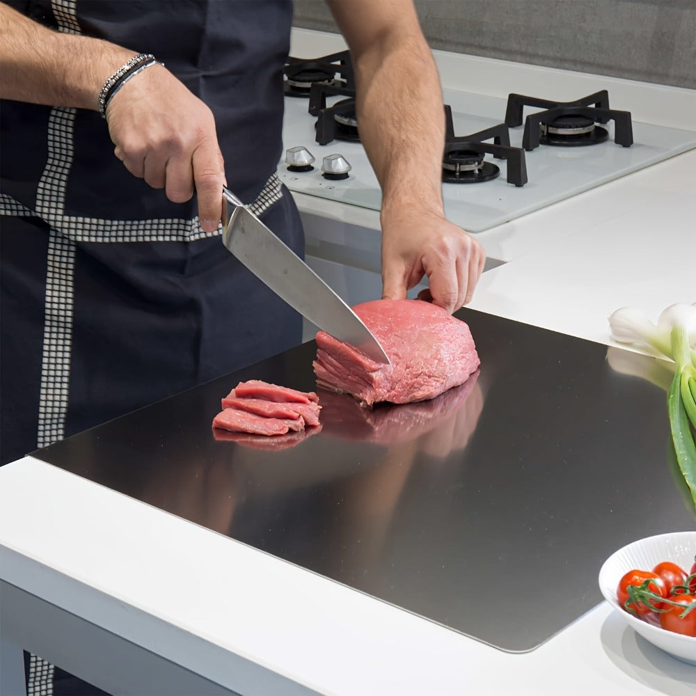 Cutting Board 304 Stainless Steel L-Edge Prep Board in Three Sizes for Countertop Dough and Chopping