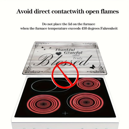 Stove Top Cover Heat Resistant Scratch-Proof 28.5x20.5" - Thankful Grateful Blessed Kitchen Decor Glass Protector Mat for Cooktops, Ovens, Washers & Dryers, Easy-Clean Multipurpose Noodle Board
