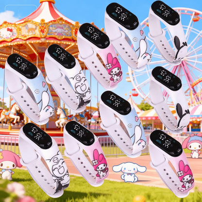 Sanrio Kuromi My Melody Kids Electronic Sports Watch Set 10 Pack – Kawaii Anime 4-Color Mix, Birthday Party Favors & Prize Exchange Gifts for Girls
