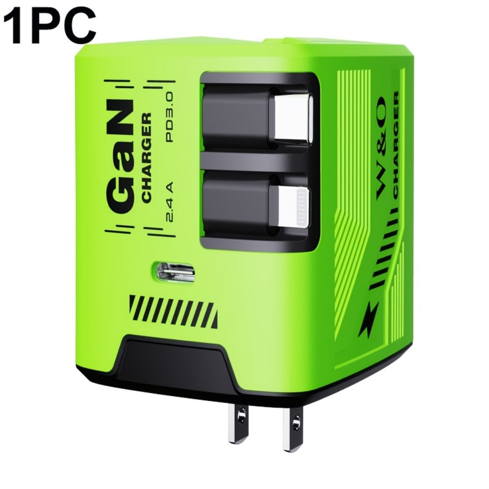 USB-C Wall Charger with Integrated Dual Cables in Single or Two-Piece Packs and Multiple Colors