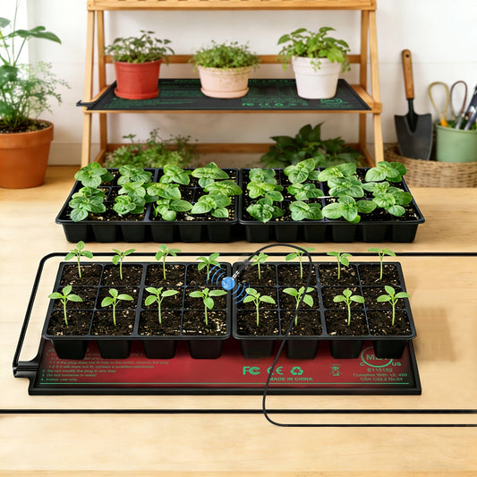 Seedling Heat Mat with Smart Thermostat Control | PVC Germination Heating Pad Accelerate Seed Sprouting Root Zone Warmth | Indoor Garden Greenhouse 2 or 4 Pack