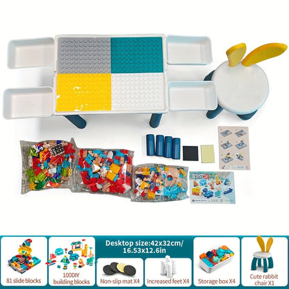 Kids Activity Table Building Blocks LEGO Compatible Play Table for Toddlers, Durable ABS Plastic Space-Saving Corner Design