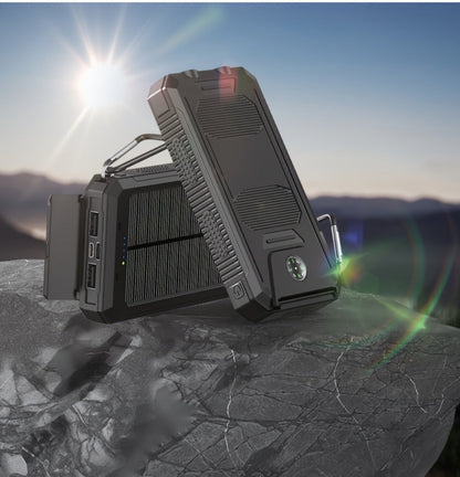Power Bank Solar 20000mAh with Dual USB, LED Flashlight, Compass and Black or Orange Shell