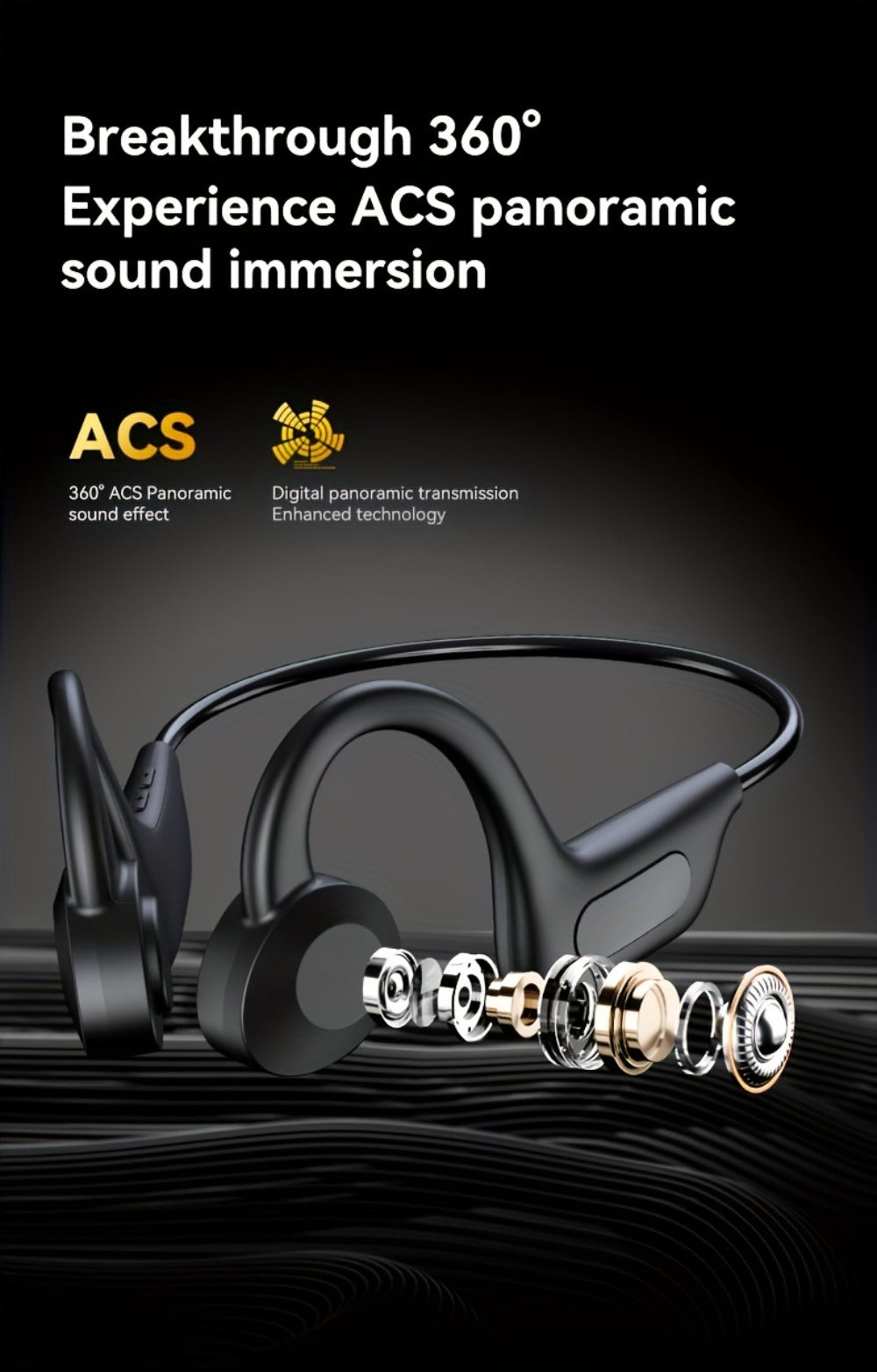 Open Ear Air Conduction Headphones Wireless, Mosyxe Sport Earphones with Noise Cancelling Mic, Seamless Bluetooth Pairing, Lightweight Open-Ear Design for Running Cycling Hiking Gym Outdoor Sports