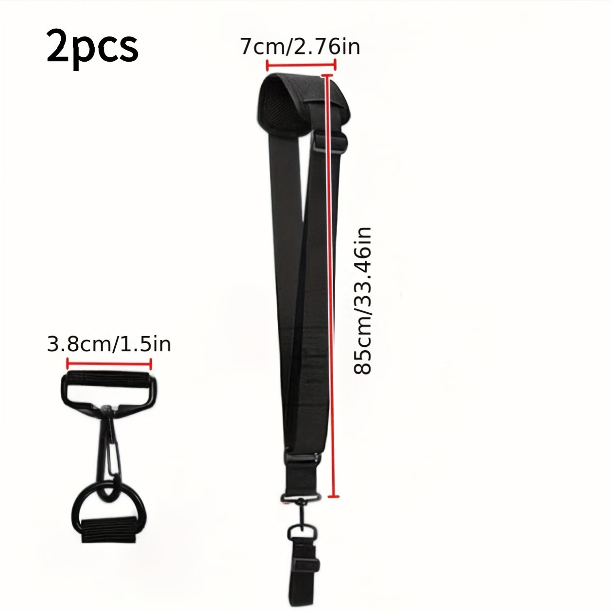 Two-Piece Adjustable Trimmer Shoulder Strap Set with Pictured Black Webbing, Clips and 33.46-Inch Length