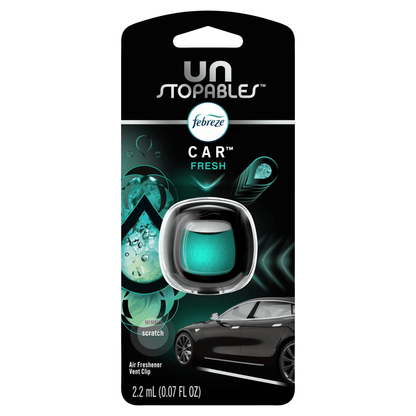 Car Vent Clip Air Freshener 3-Pack – Febreze Auto Odor Eliminator, Unstopables Fresh, Evening Woods & Laundry Fresh, 30-Day Scent for Cars & Trucks