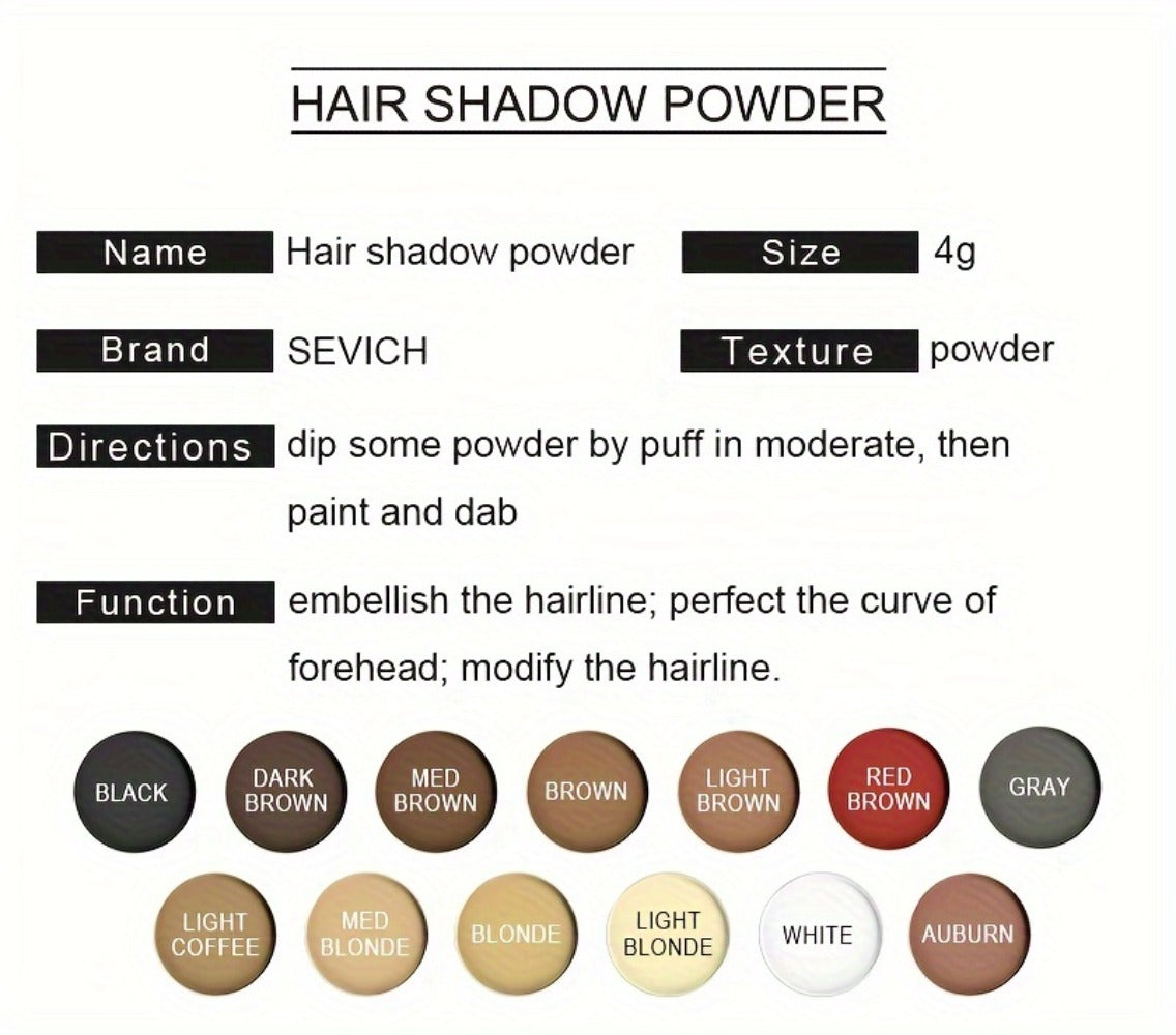 4 g Hairline Concealer Powder with Precision Brush in 19 Source-Labeled Shade Options for Daily Use