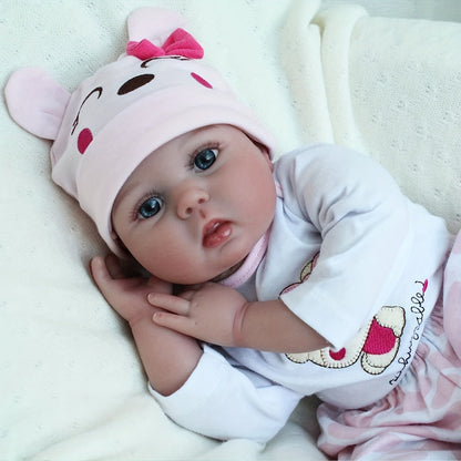 Reborn Doll 22-Inch Cloth-Body Sleeping Figure with Vinyl Head and Limbs, Character-Print Outfit and Accessories