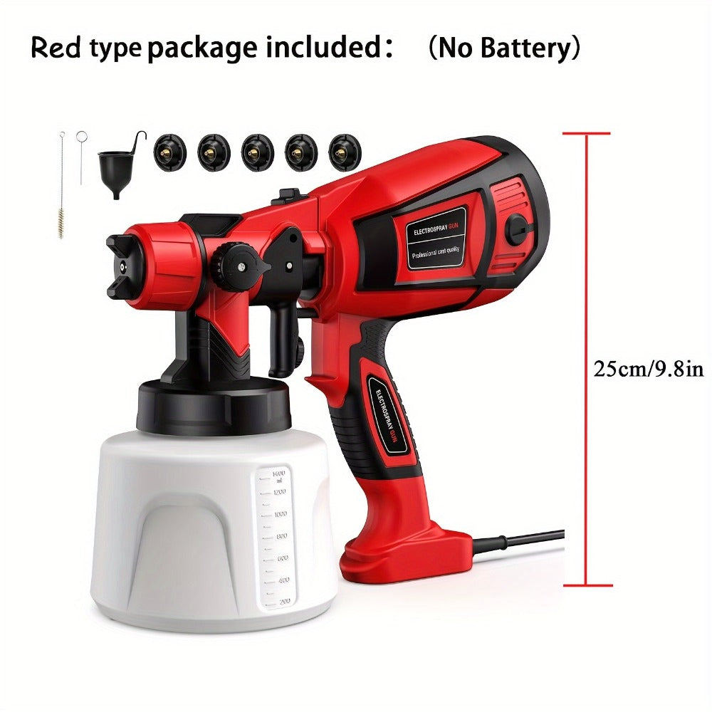 HVLP Paint Sprayer Electric Spray Gun with 3 Spray Patterns & 27oz Container – Cordless Airless Sprayer for House Painting, Furniture, Cabinets, Fence, Walls, Doors, Car DIY Projects