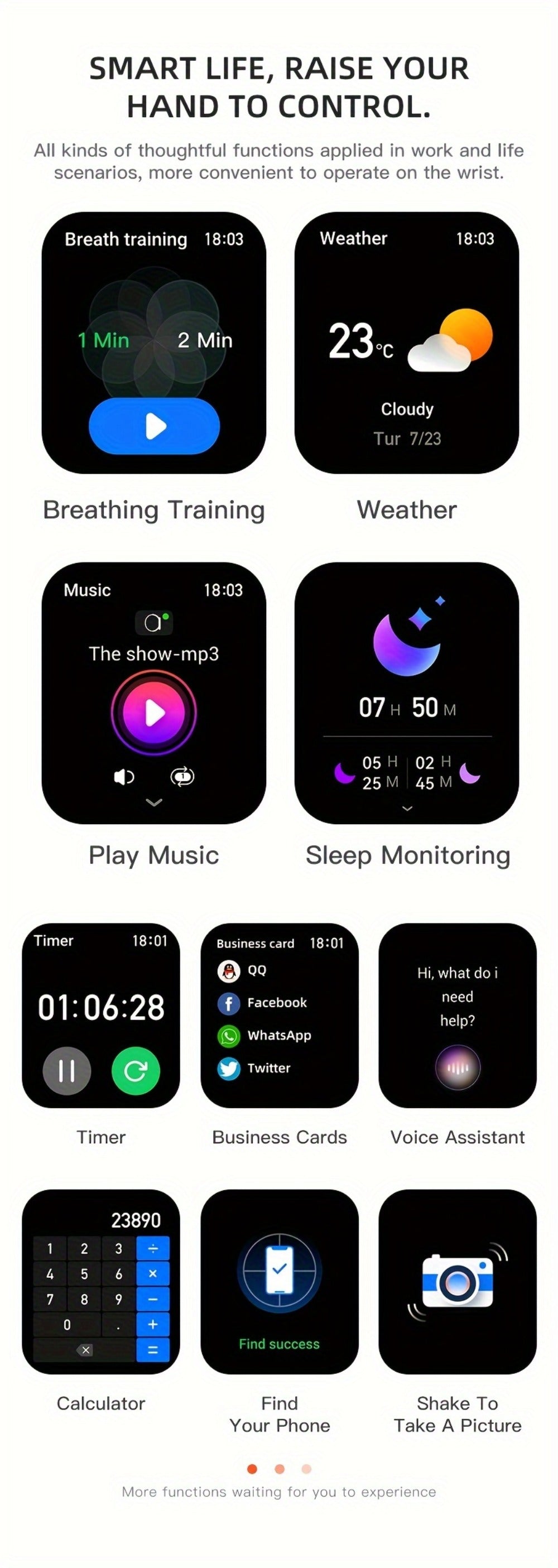 Waterproof Smartwatch with 100+ Sport Modes & LED Flashlight – 2.02" TFT Screen Wireless Calling Sleep Tracker Fitness Activity Tracker Heart Rate Compatible with iPhone Android Gift for Men Women