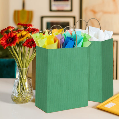 Gift Bag Set Small Kraft Paper, 100 Twisted-Handle Bags in Brown, Black or White, 4.25 x 2.85 x 7.85 Inches