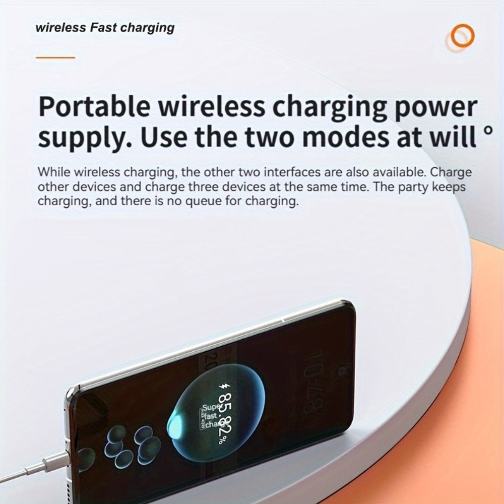 Slim Magnetic Wireless Power Bank in Black, Green, Pink, White or Purple with Included USB-C Cable