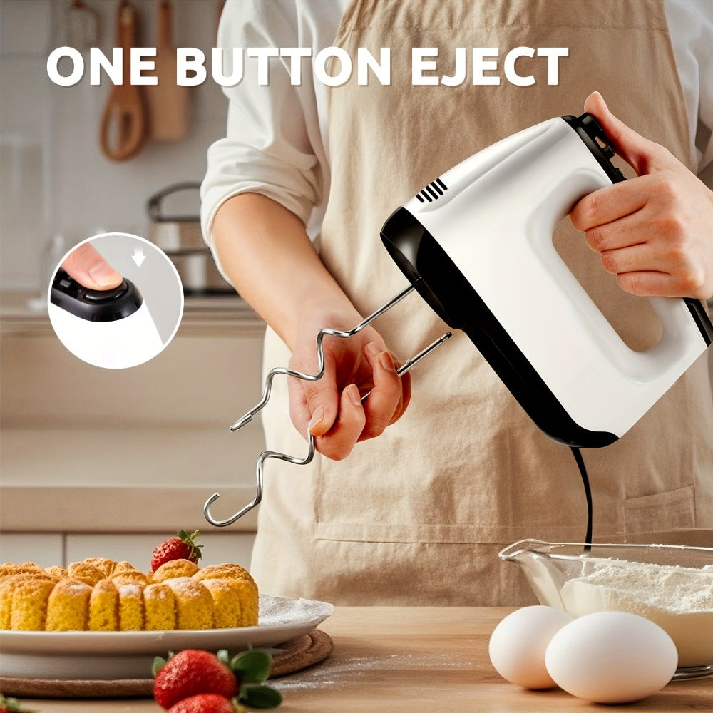 Electric Hand Mixer 6-Speed with Turbo – 5 Stainless Steel Attachments, Snap-On Storage Case, Handheld Mixer for Whipping, Baking Cookies, Cakes, Dough & Brownie Batter
