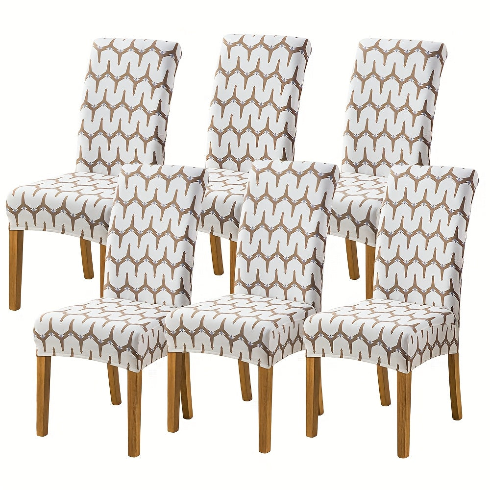 Printed Stretch Dining Chair Covers in Ten Patterns with Four- or Six-Piece Set Checkouts for Parsons Chairs