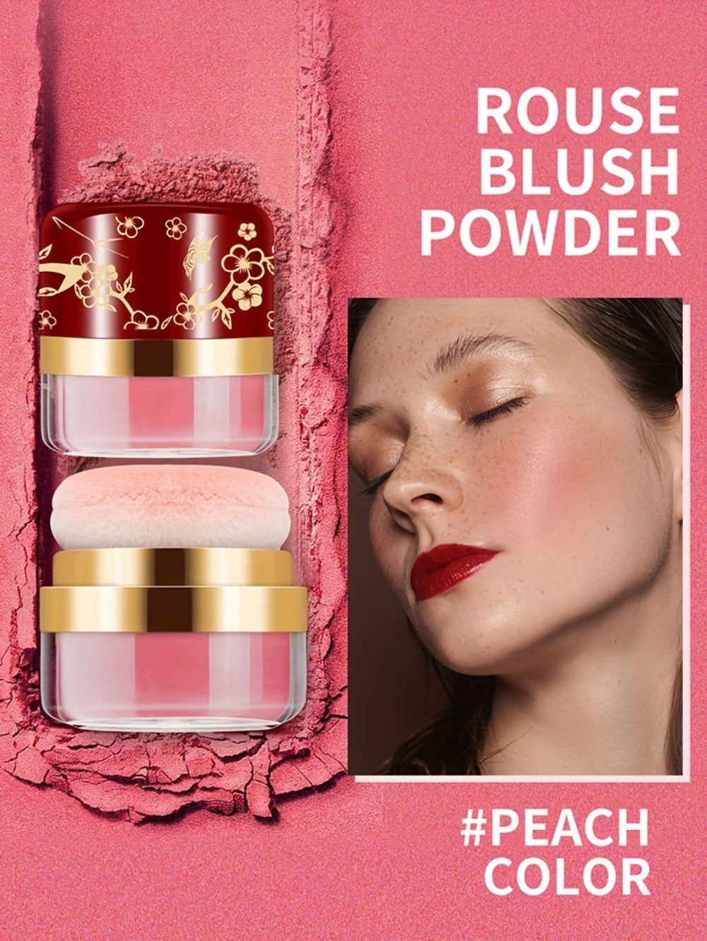 Powder Blush Set 3 Colors with Pearl Powder Rose Oil & Squalane Formula — Natural Glow Lightweight Buildable Cheek Color for All Skin Tones Easy Blend