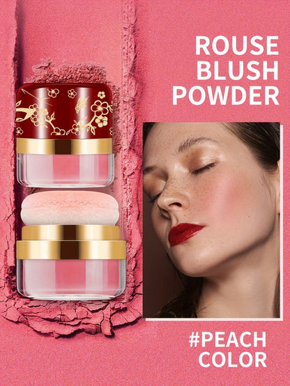 Powder Blush Set 3 Colors with Pearl Powder Rose Oil & Squalane Formula — Natural Glow Lightweight Buildable Cheek Color for All Skin Tones Easy Blend