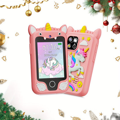 Unicorn Toy Phone in Pink or Purple with Dual Cameras, 25-Game Source Label and 8GB SD Card