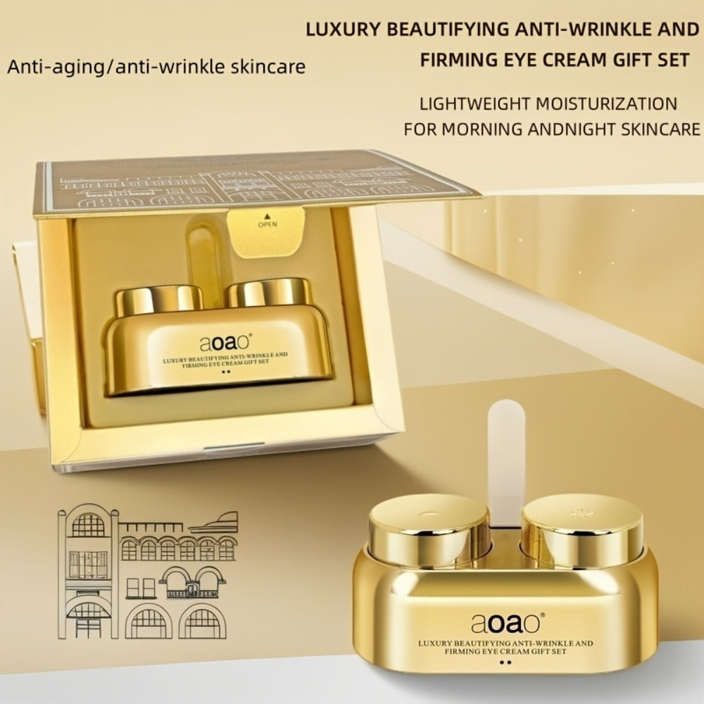 aoao Day and Night Eye Cream Two-Piece Set with Separate 18g Gold-Tone Cosmetic Jar Containers