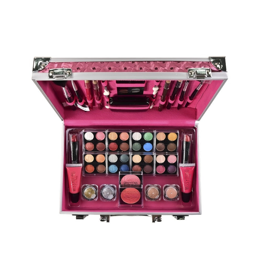 56 Piece Makeup Kit Full Face Set Eyeshadow Lipstick Blush Lip Gloss Eyebrow Pencil Glitter Brushes for Women Beginner Wedding Stage Holiday Gift