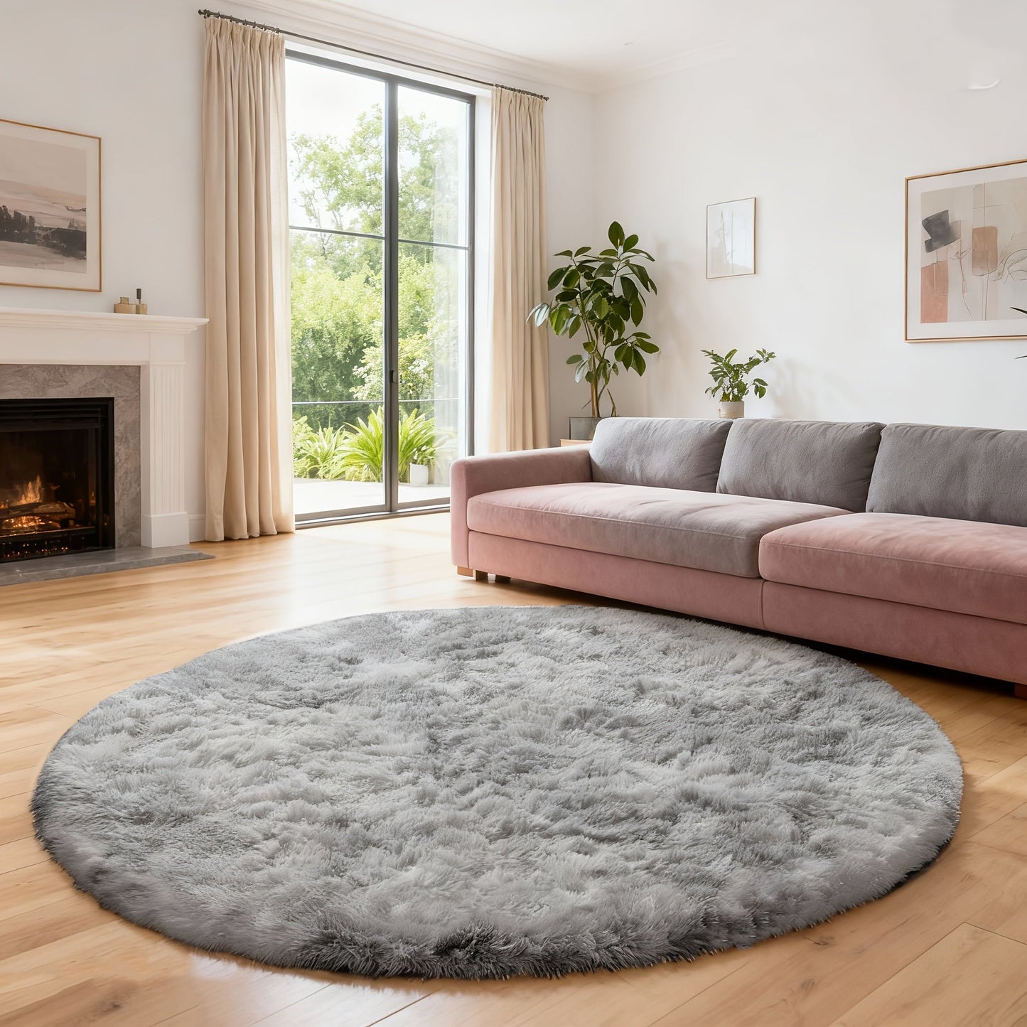 Round Shaggy Area Rug in Seven Solid or Tie-Dye Colors with 4 x 4-Foot to 8 x 8-Foot Sizes