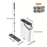 13in grey mop + bucket + 4 grey fiber cloths