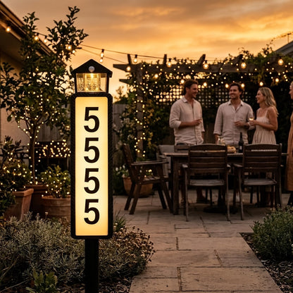 Solar House Number Light Outdoor, LED Address Sign Wall Lamp with Light Sensor, 3 Lighting Modes
