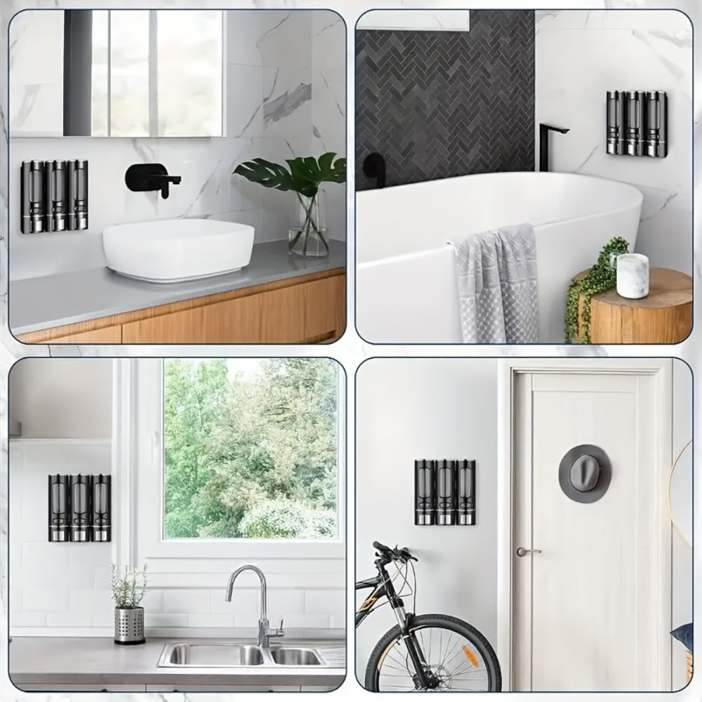 Wall-Mounted Soap Dispenser with 53 oz 1500 ml Source Capacity and Black, White or Golden Finish