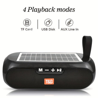 TG182 Solar Powered Bluetooth Speaker – 10W Outdoor Wireless Speaker, 1200mAh Battery, TF Card, FM Radio, AUX Input, Type-C Charging, Compatible with Phone, Tablet, Computer & TV