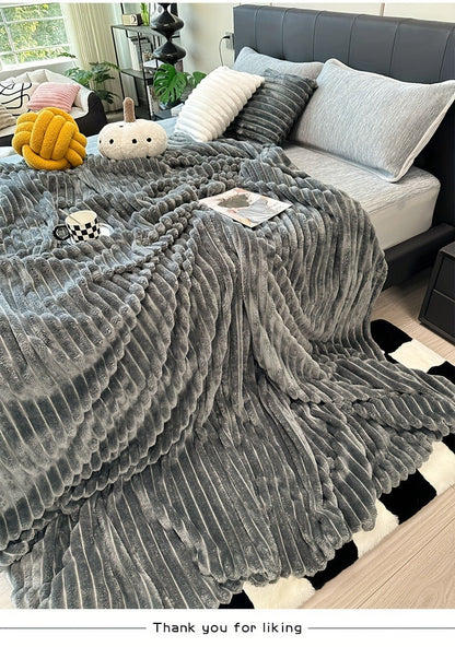 Channel-Textured Throw Blanket in Seven Colors and Four Displayed Size Options from 50 x 60 to 108 x 90 Inches