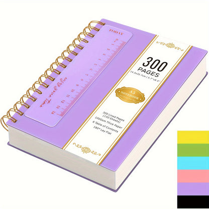 A5 Hardcover Spiral Notebook with 300 Lined Pages, 100 GSM Paper and Six Color Cover Options