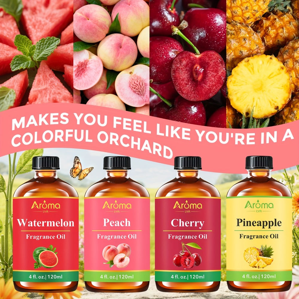 120ml Fruit Fragrance Oil for Diffuser, Candle and Soap Projects in Seven Strawberry-to-Cherry Scent Labels