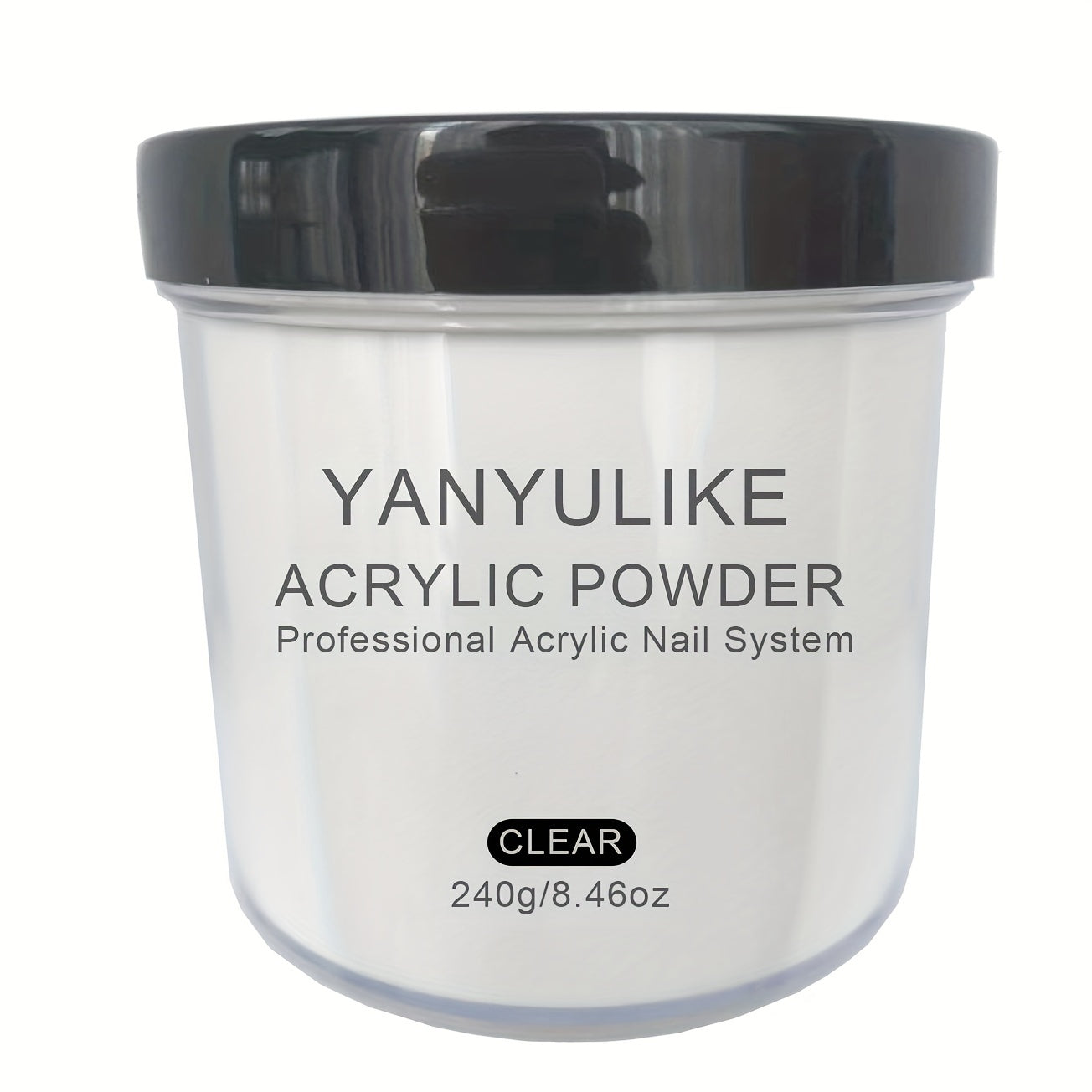 240g Acrylic Nail Powder Jar in Clear, Pink, Nude or White for Use with Compatible Acrylic Liquid