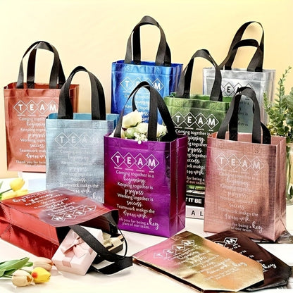 Gift Bag Set Employee Appreciation Print, 15 Random-Color Non-Woven Handle Bags in Ten Message Designs