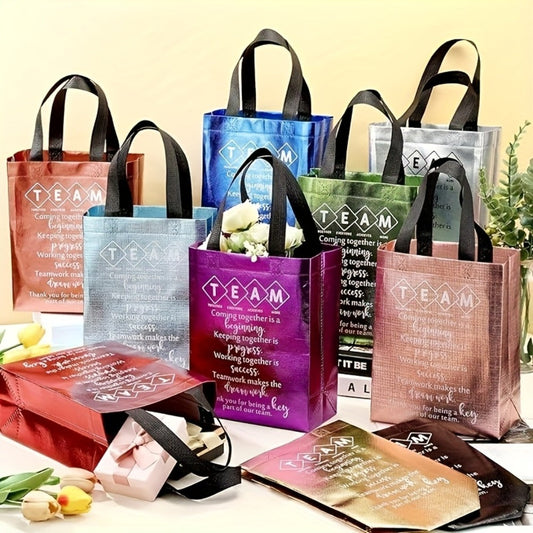 Gift Bags with Handles 15 Pack Reusable Fabric Tote Bags Inspirational Messages for Employee Appreciation Team Recognition Colleagues