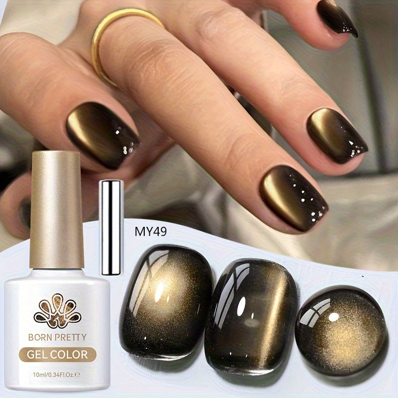 Gel Nail Polish in 10ml Black Magnetic Cat-Eye with Glass-Bead Shimmer, BGC01 or MY49 for Shimmer Art